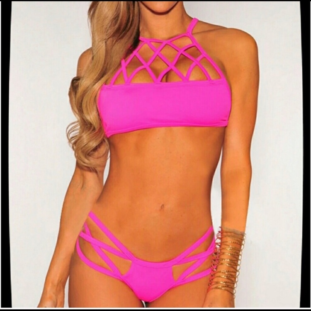 Bright pink bathing suit